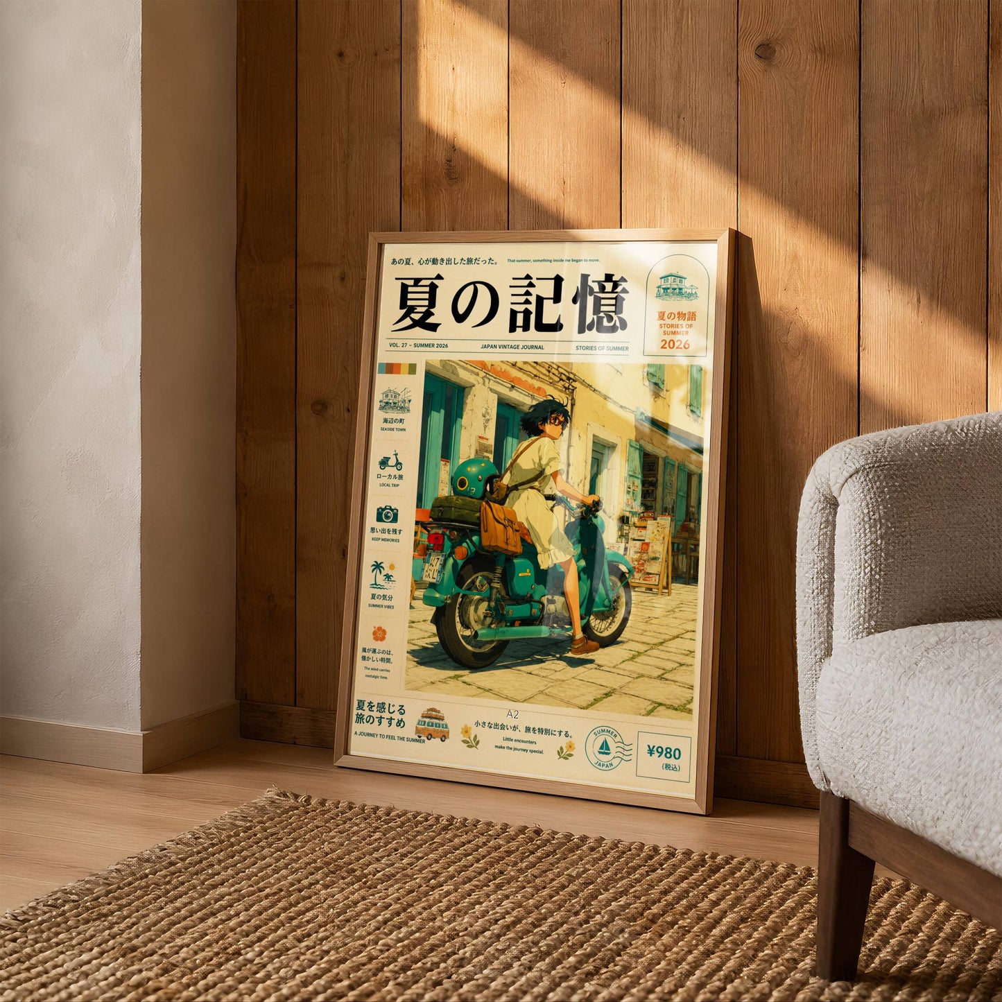 Scooter & Sunlit Alleys – Y2K Mediterranean Summer Poster, Vintage Coastal Moped Scene, European Holiday Wall Art, Retro Escape Print
