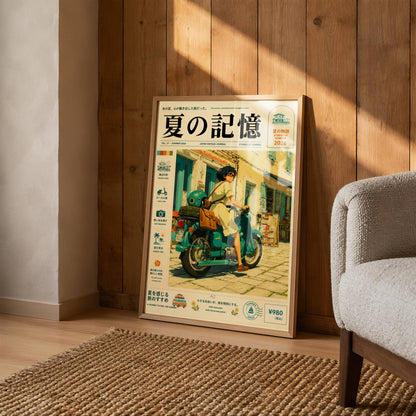 Scooter & Sunlit Alleys – Y2K Mediterranean Summer Poster, Vintage Coastal Moped Scene, European Holiday Wall Art, Retro Escape Print