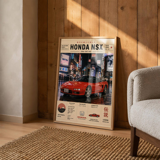 Honda NSX Tokyo Nights Poster – Affiche JDM Vintage Japon Urbain & Supercar Légendaire