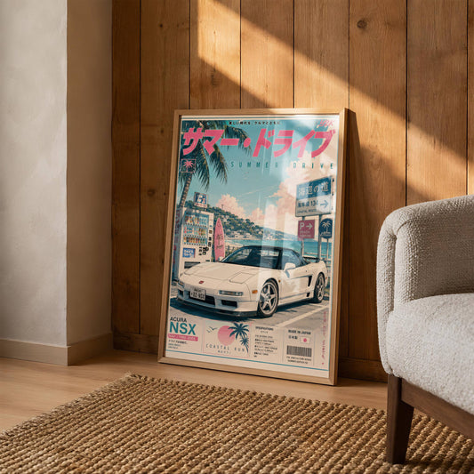 Acura NSX Sakura Drive Poster Vintage – Affiche JDM Japonaise Rétro Y2K