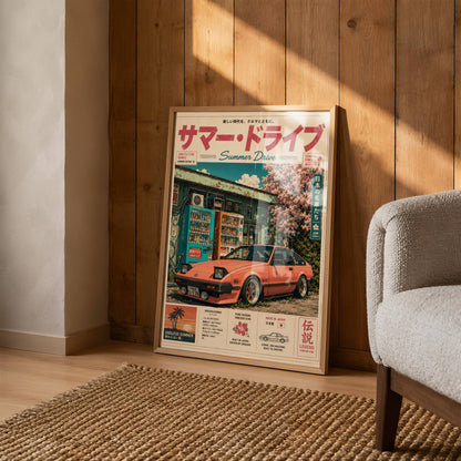 Toyota Celica XX Summer Drive Poster – Affiche JDM Vintage Japonaise Style Magazine Rétro