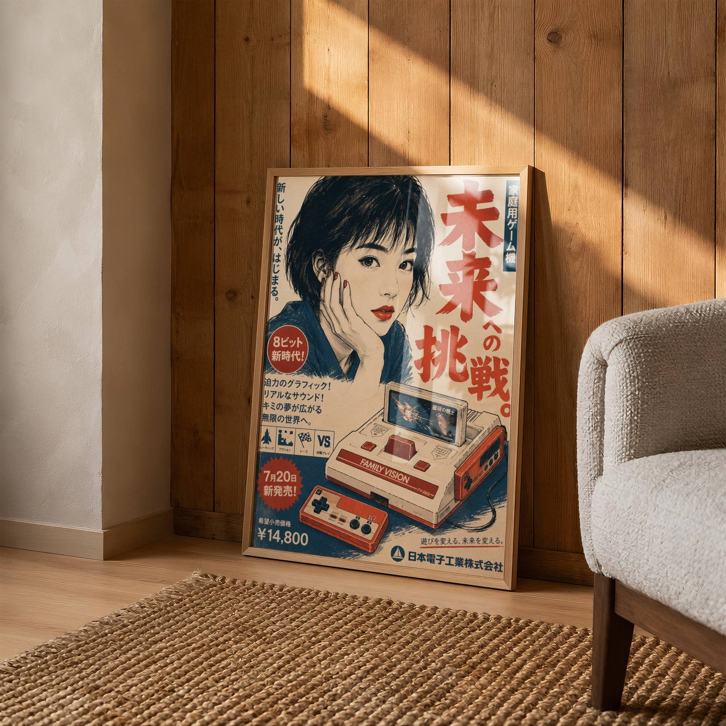 Affiche Publicité Japonaise Vintage | Retrogaming Rétro | Console Portable 80s | City Pop | Poster Japon Déco Geek