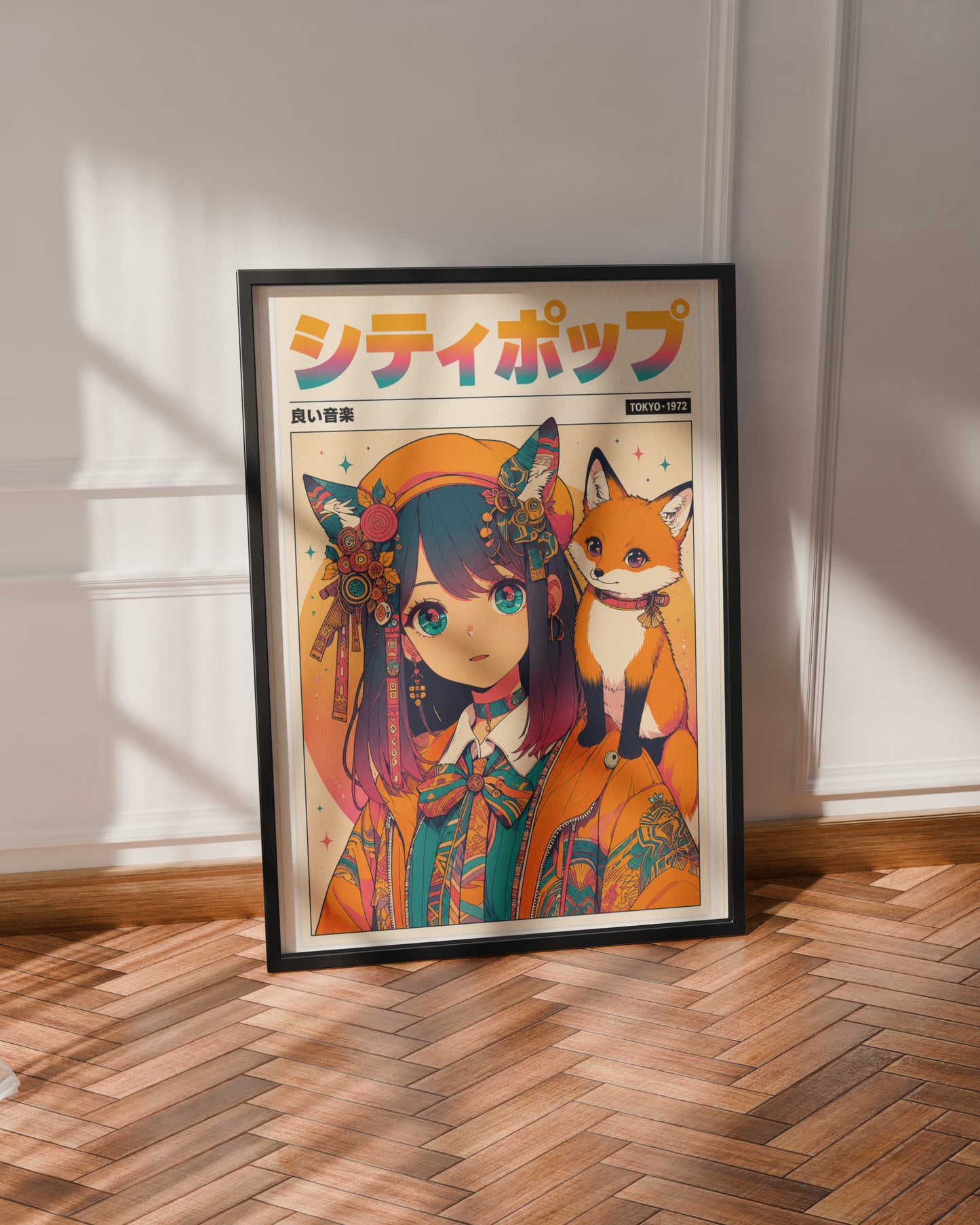 Vintage Kitsune Wall Art | Japanese Anime Poster