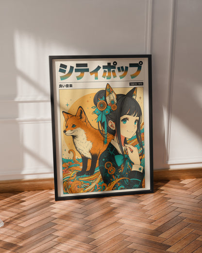 Sakura Fox Spirit Poster | Anime Inspired Wall Decor