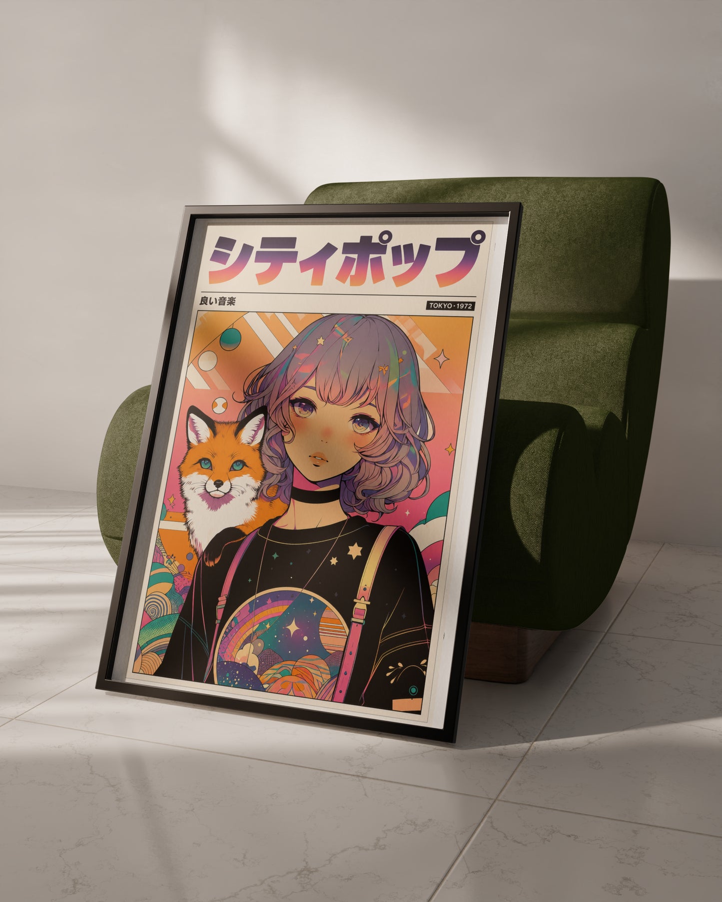 Mystic Fox Maiden Anime Print | Manga Inspired Wall Art