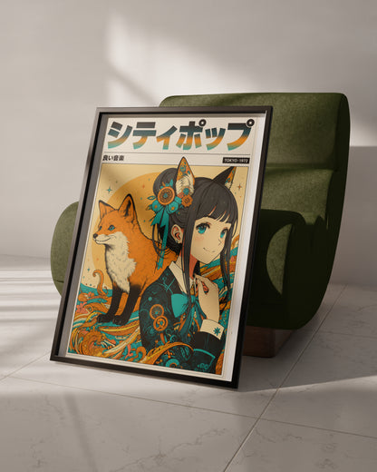 Sakura Fox Spirit Poster | Anime Inspired Wall Decor
