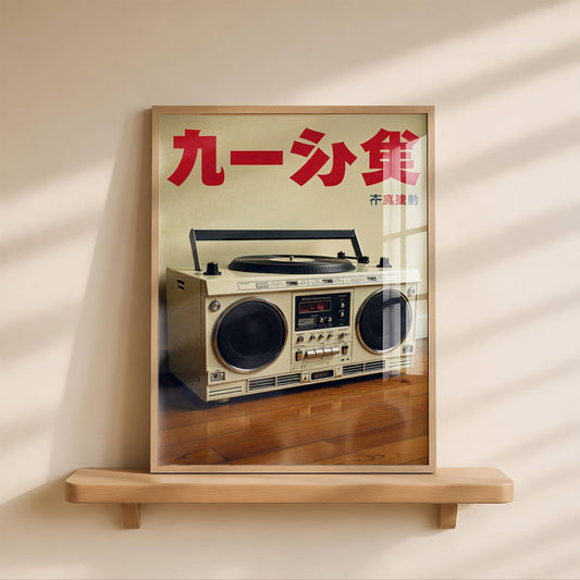 Affiche vintage japonaise radio rétro – Illustration audio rétro, décoration murale style japonais, art mural vintage