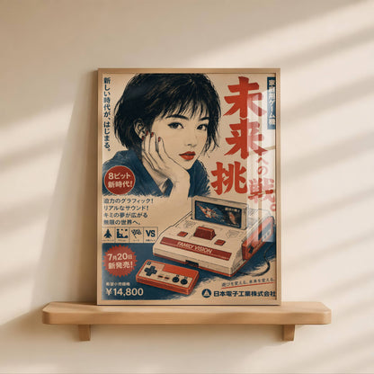 Affiche Publicité Japonaise Vintage | Retrogaming Rétro | Console Portable 80s | City Pop | Poster Japon Déco Geek