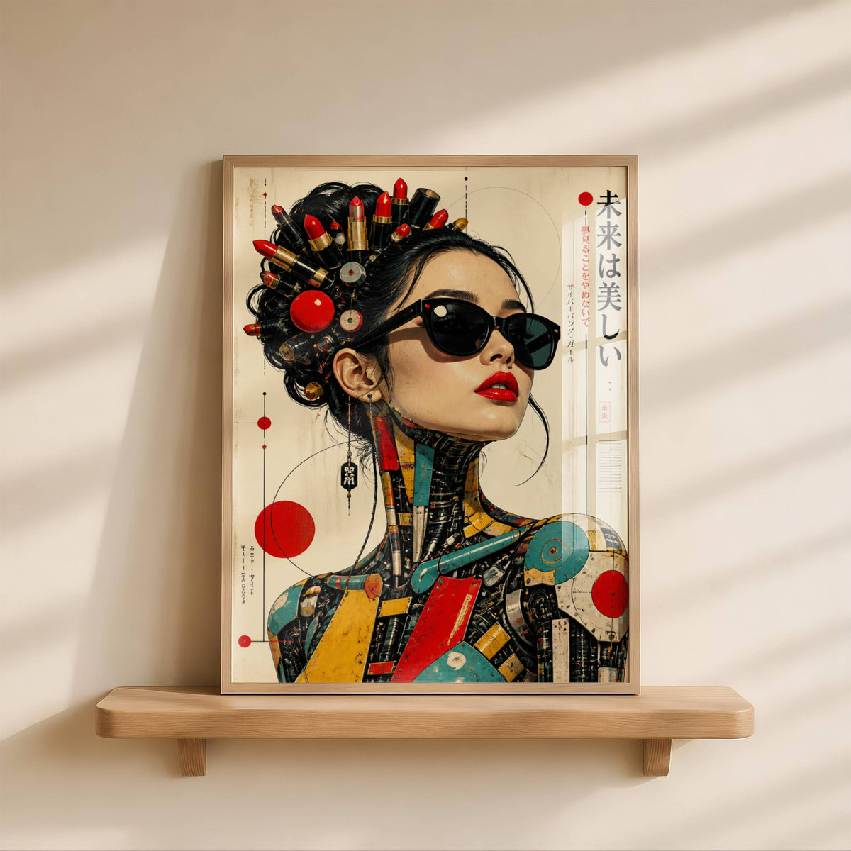 Affiche Femme Cyberpunk Japonaise | Portrait Futuriste | Poster Mode Avant-Garde | Art Mural Sci-Fi | Décoration Contemporaine