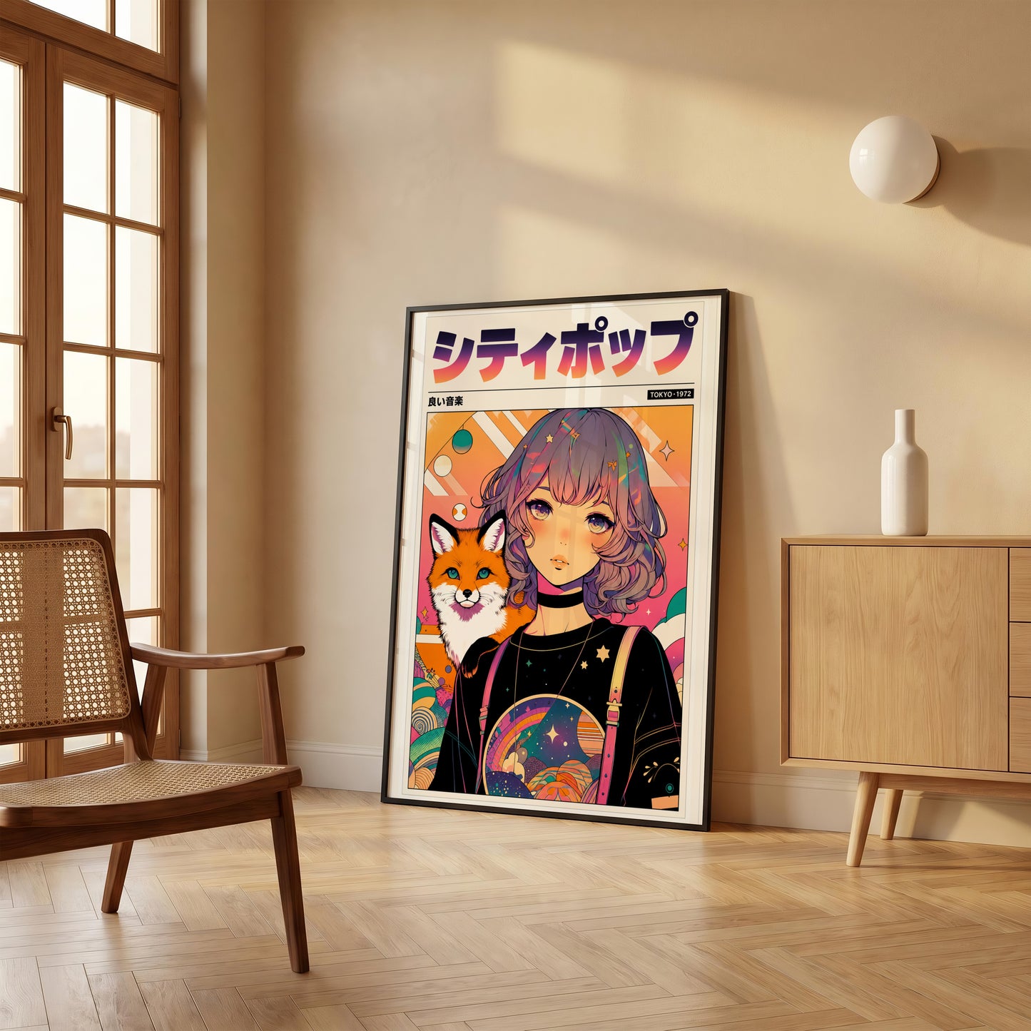 Mystic Fox Maiden Anime Print | Manga Inspired Wall Art