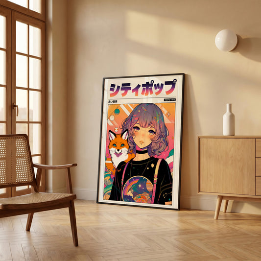 Mystic Fox Maiden Anime Print | Manga Inspired Wall Art