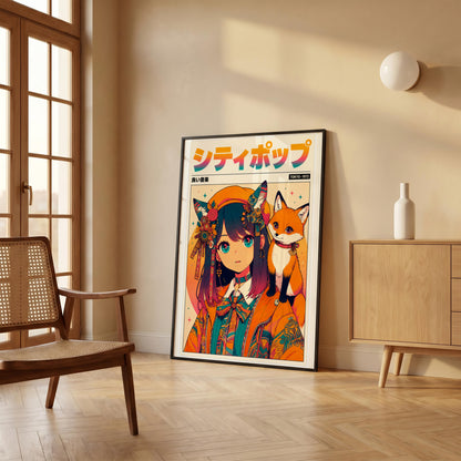 Vintage Kitsune Wall Art | Japanese Anime Poster