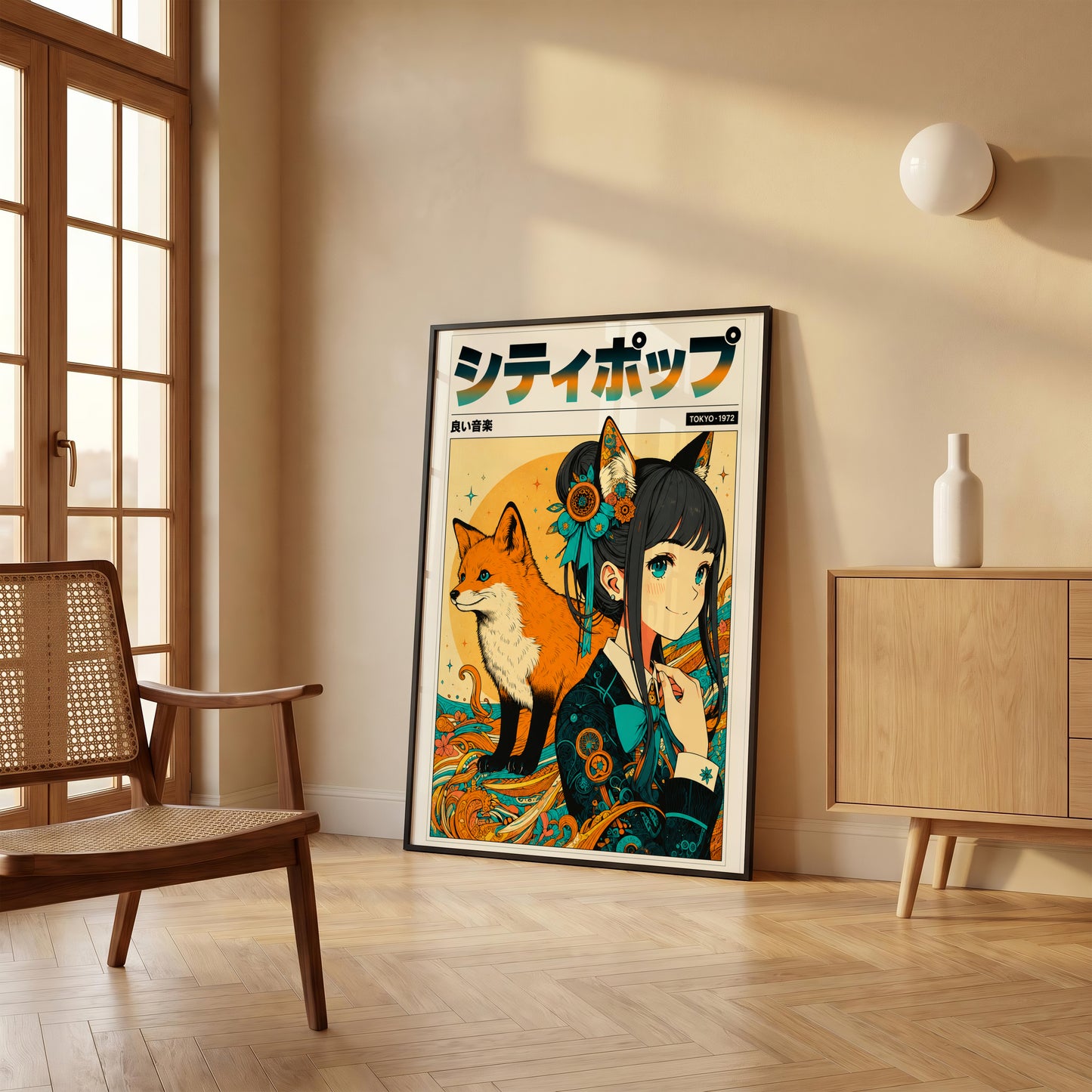 Sakura Fox Spirit Poster | Anime Inspired Wall Decor