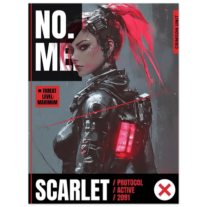 ☣️🧬 Série limitée Art Cyberpunk - Poster Cybergirl Scarlet - Aura Studio Déco