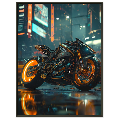 🏍️🏁🔧 Moto Cyberpunk Série futuriste #️⃣18  - (Affiche encadrée métal) - Aura Studio Déco