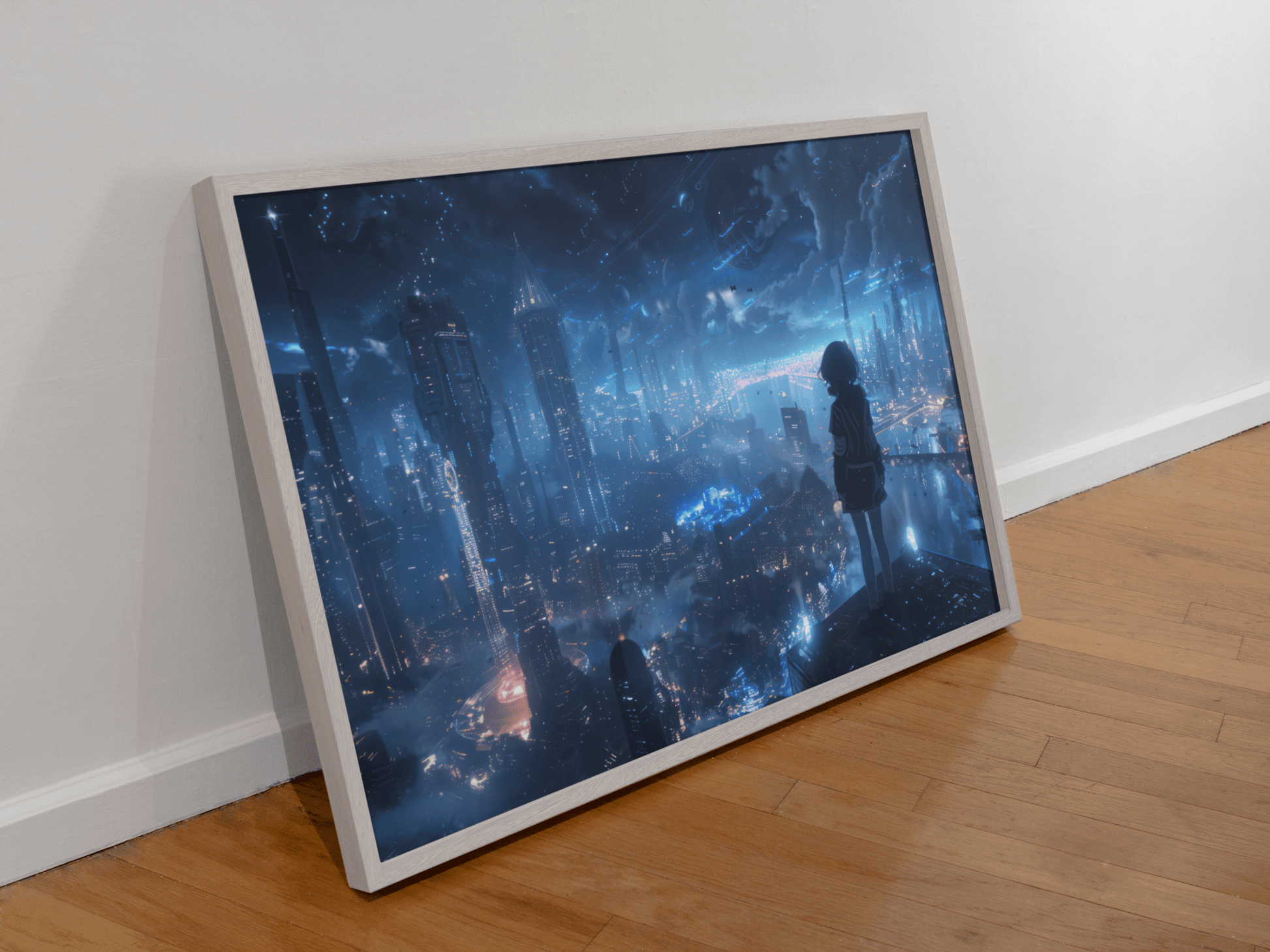 🐉🇯🇵✨ Affiche encadrée métal CLI-FI Anime Concept – Neon City - Aura Studio Déco