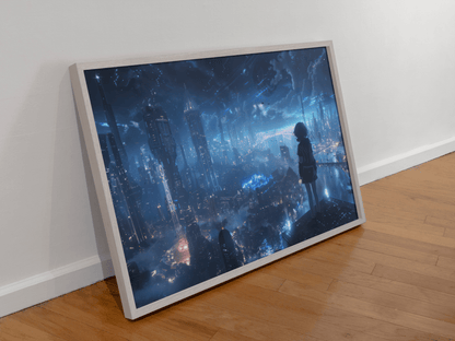 🐉🇯🇵✨ Affiche encadrée métal CLI-FI Anime Concept – Neon City - Aura Studio Déco
