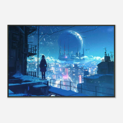 🐉🇯🇵✨ Affiche encadrée métal CLI-FI Anime Concept – Digital Horizon - Aura Studio Déco