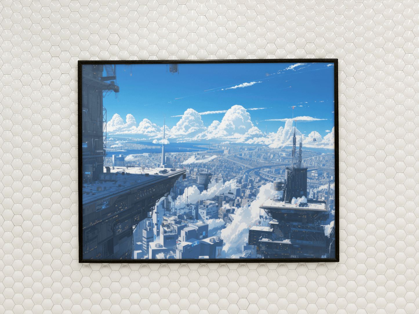 🐉🇯🇵✨ Affiche encadrée métal CLI-FI Anime Concept – Neo City - Aura Studio Déco