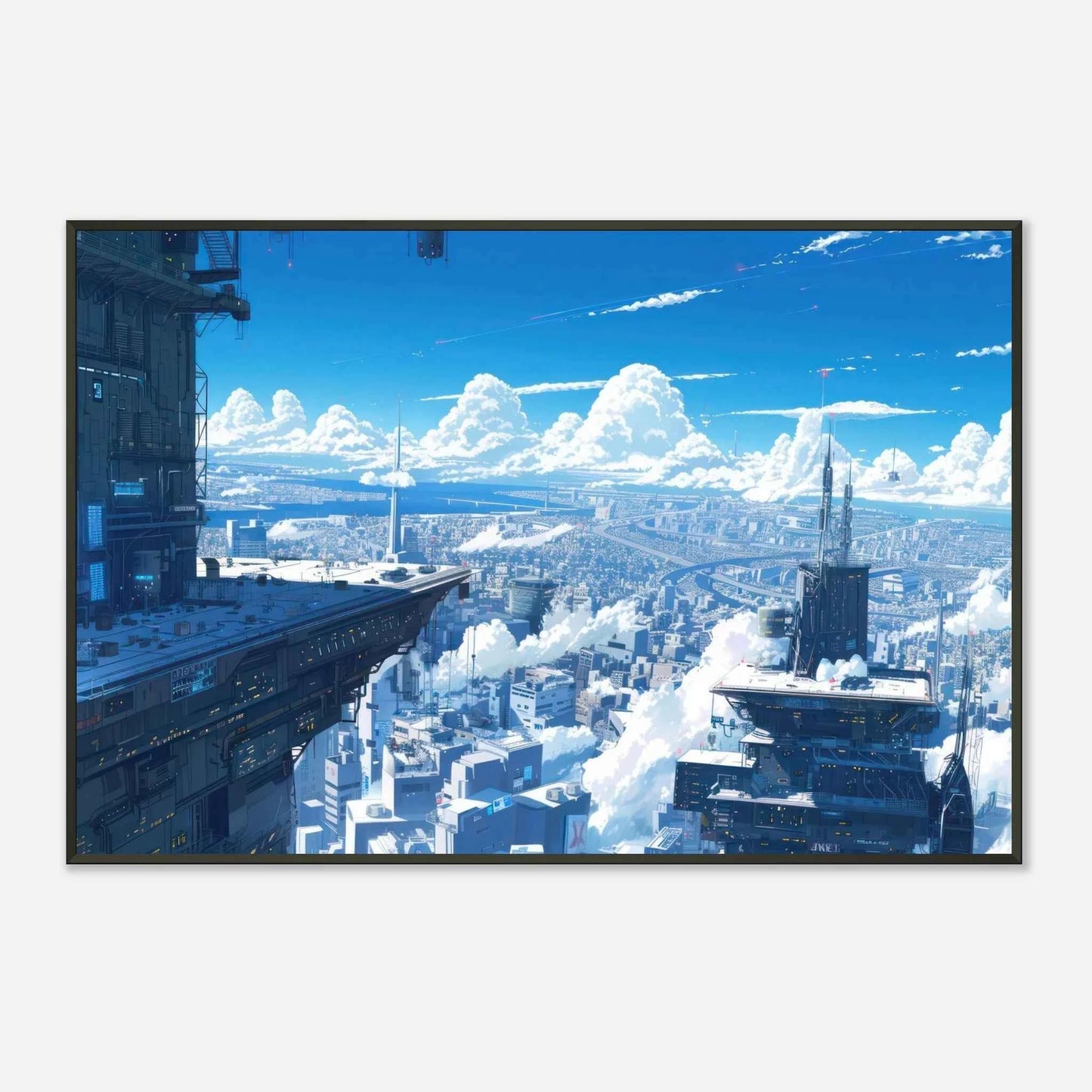 🐉🇯🇵✨ Affiche encadrée métal CLI-FI Anime Concept – Neo City - Aura Studio Déco