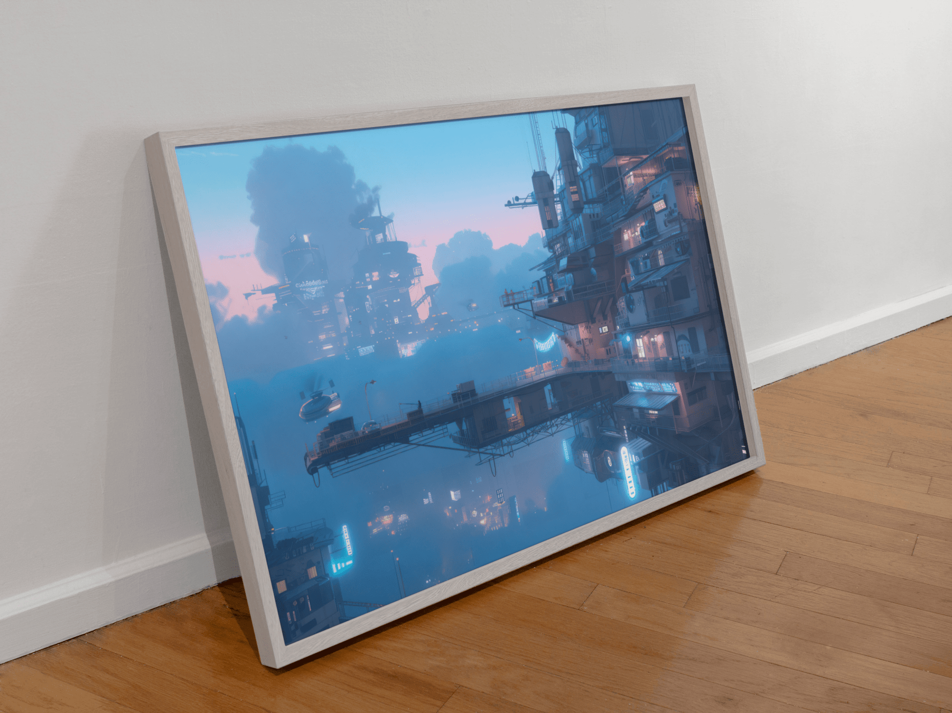 🐉🇯🇵✨ Affiche encadrée métal CLI-FI Anime Concept – Urban World - Aura Studio Déco