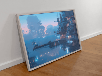 🐉🇯🇵✨ Affiche encadrée métal CLI-FI Anime Concept – Urban World - Aura Studio Déco