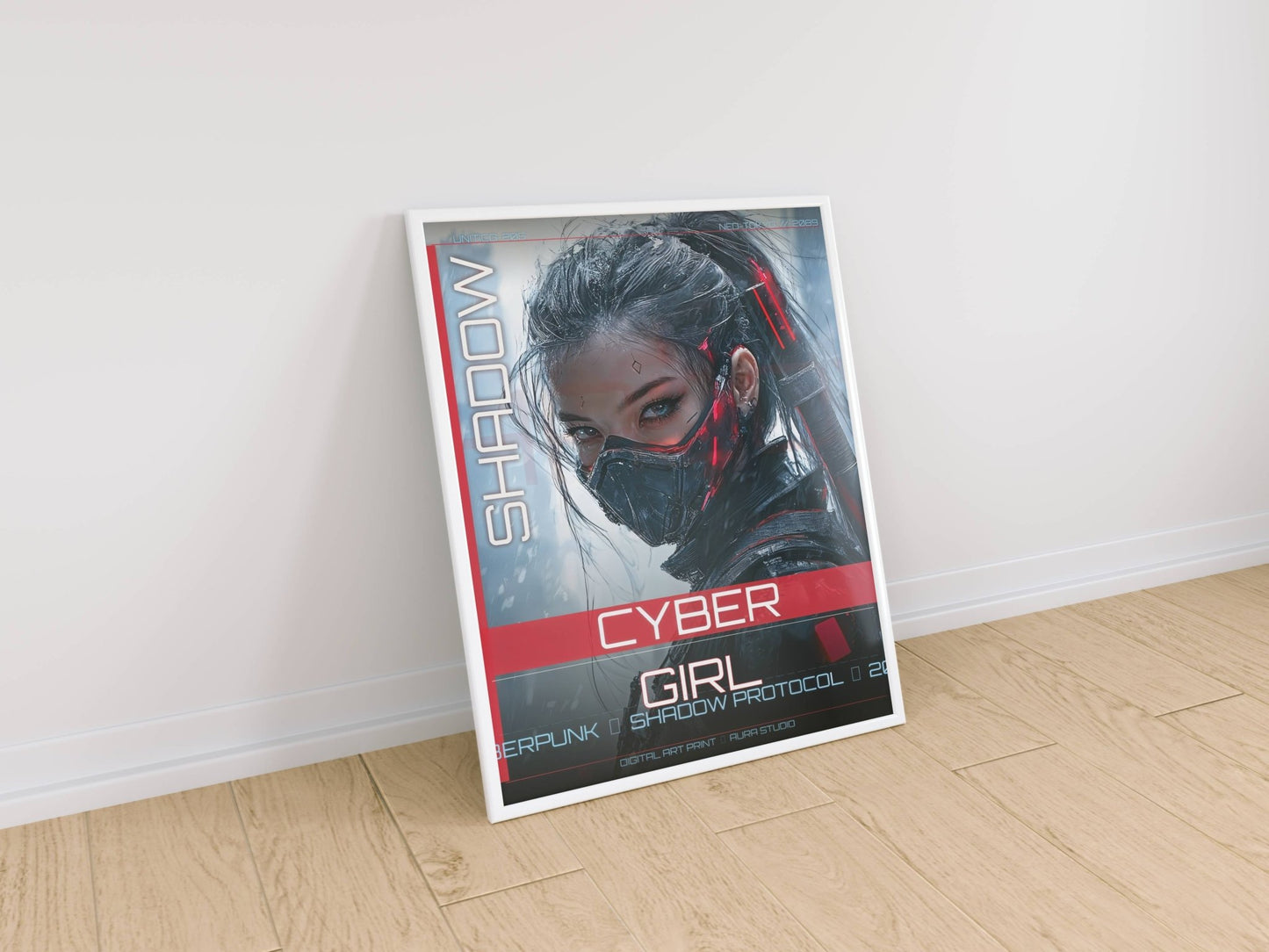 ☣️ Série limitée Art Cyberpunk - Poster Cybergirl Shadow Protocol - Aura Studio Déco