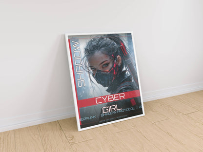 ☣️ Série limitée Art Cyberpunk - Poster Cybergirl Shadow Protocol - Aura Studio Déco