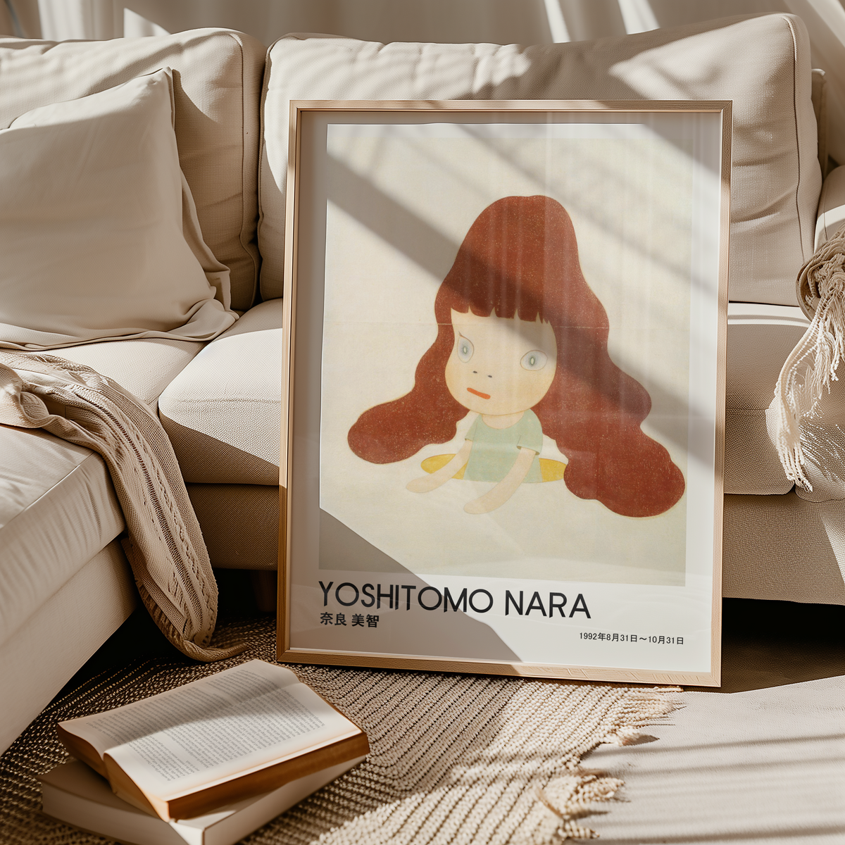 Yoshitomo Nara Red Haired Girl Poster, Japanese Art Print, Contemporary Wall Art, Kawaii Girl Artwork, Minimalist Room Decor