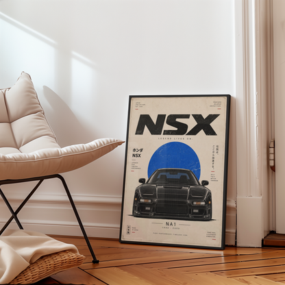 Black Japanese Sports Car Poster, Minimalist 90s JDM Print, Retro Supercar Wall Art, Pop Up Headlight Automotive Decor
