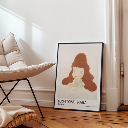 Yoshitomo Nara Red Haired Girl Poster, Japanese Art Print, Contemporary Wall Art, Kawaii Girl Artwork, Minimalist Room Decor
