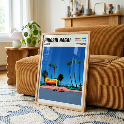 Hiroshi Nagai Pacific Breeze Poster, Japanese Record Store Art, Retro Tokyo Beach Print, JDM Summer Decor, 80s Japan Wall Art