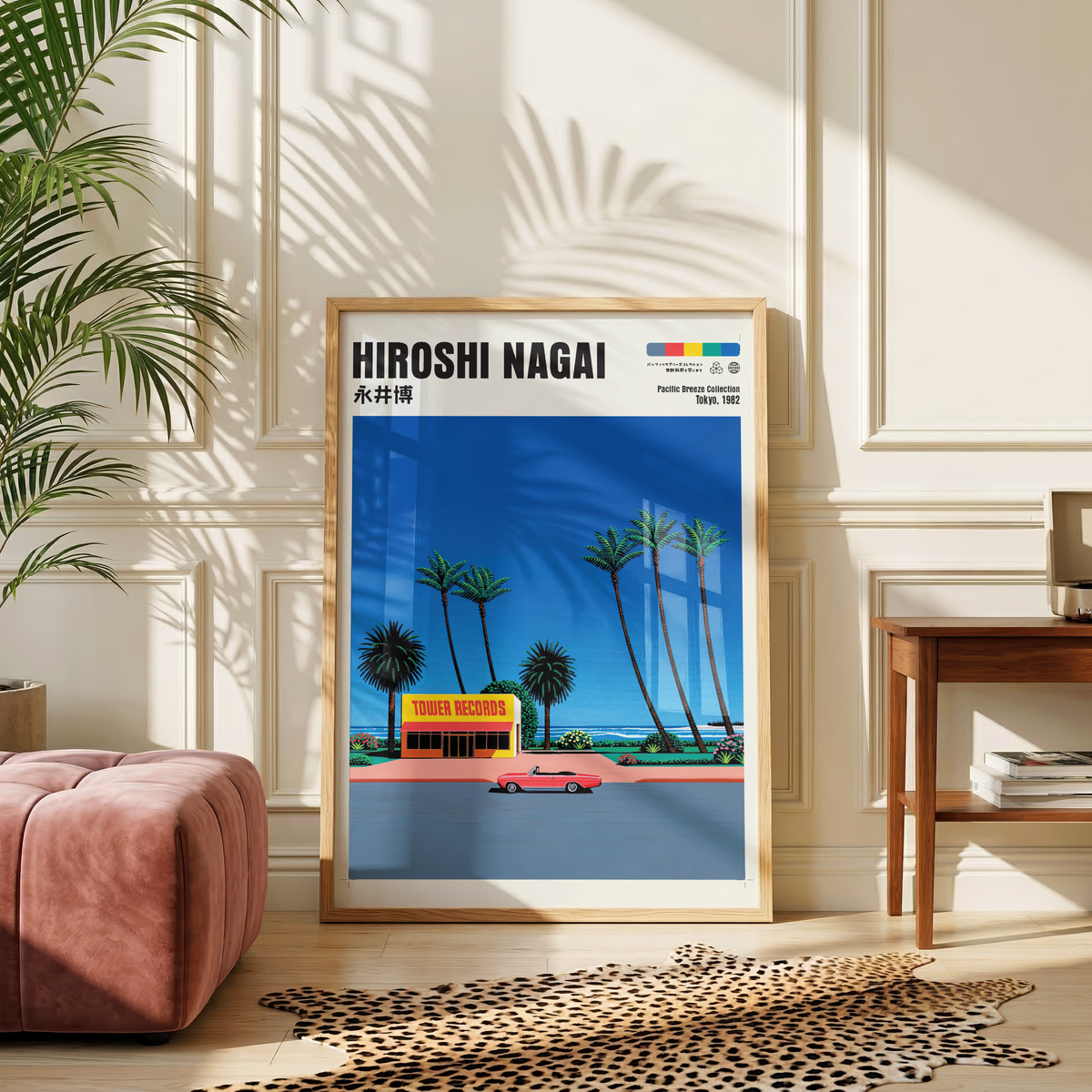 Hiroshi Nagai Pacific Breeze Poster, Japanese Record Store Art, Retro Tokyo Beach Print, JDM Summer Decor, 80s Japan Wall Art