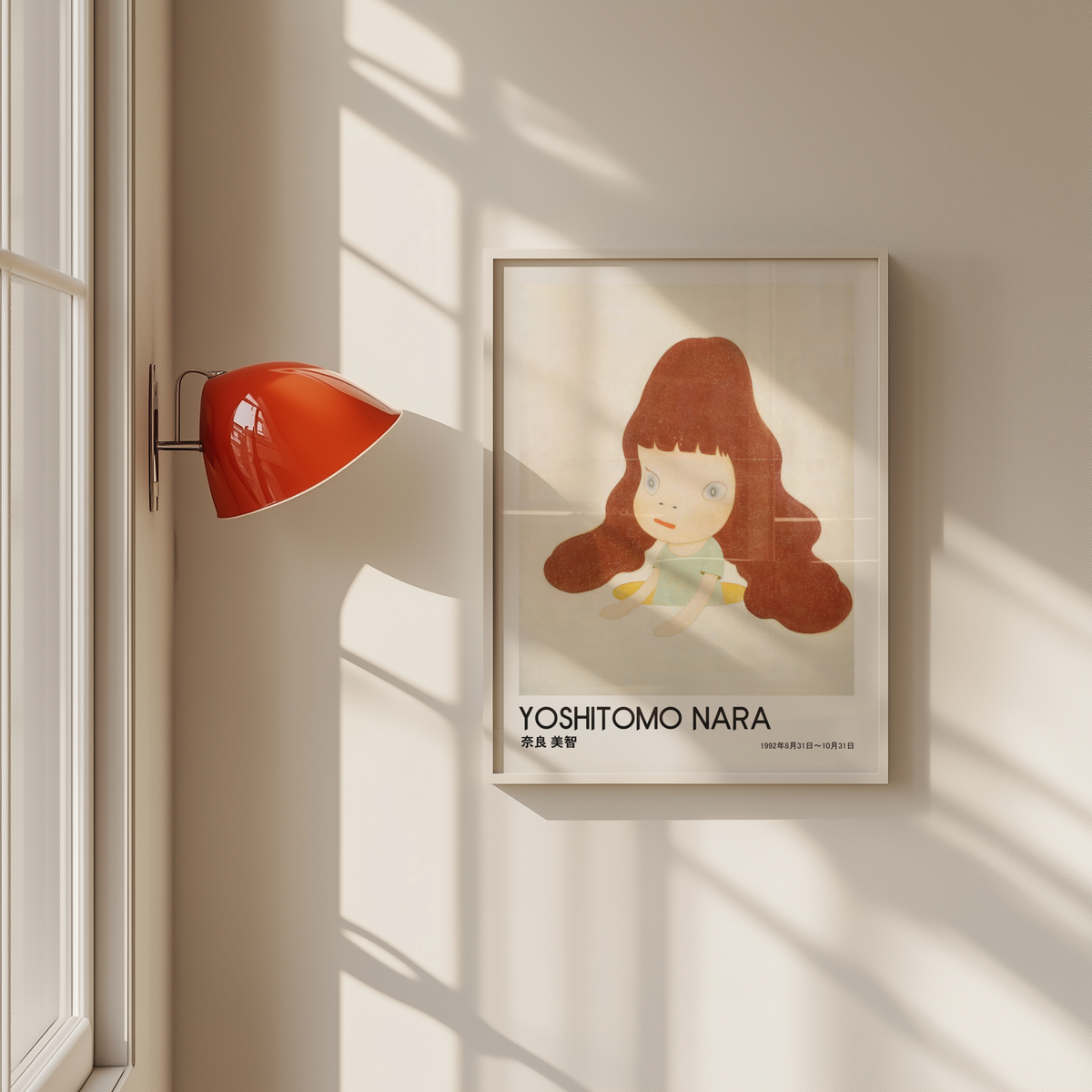 Yoshitomo Nara Red Haired Girl Poster, Japanese Art Print, Contemporary Wall Art, Kawaii Girl Artwork, Minimalist Room Decor