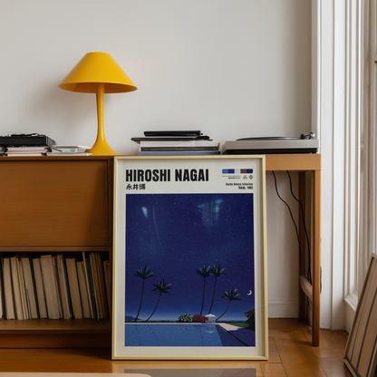 Affiche Hiroshi Nagai | Piscine Tropicale de Nuit & Lune