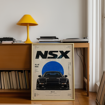 Black Japanese Sports Car Poster, Minimalist 90s JDM Print, Retro Supercar Wall Art, Pop Up Headlight Automotive Decor
