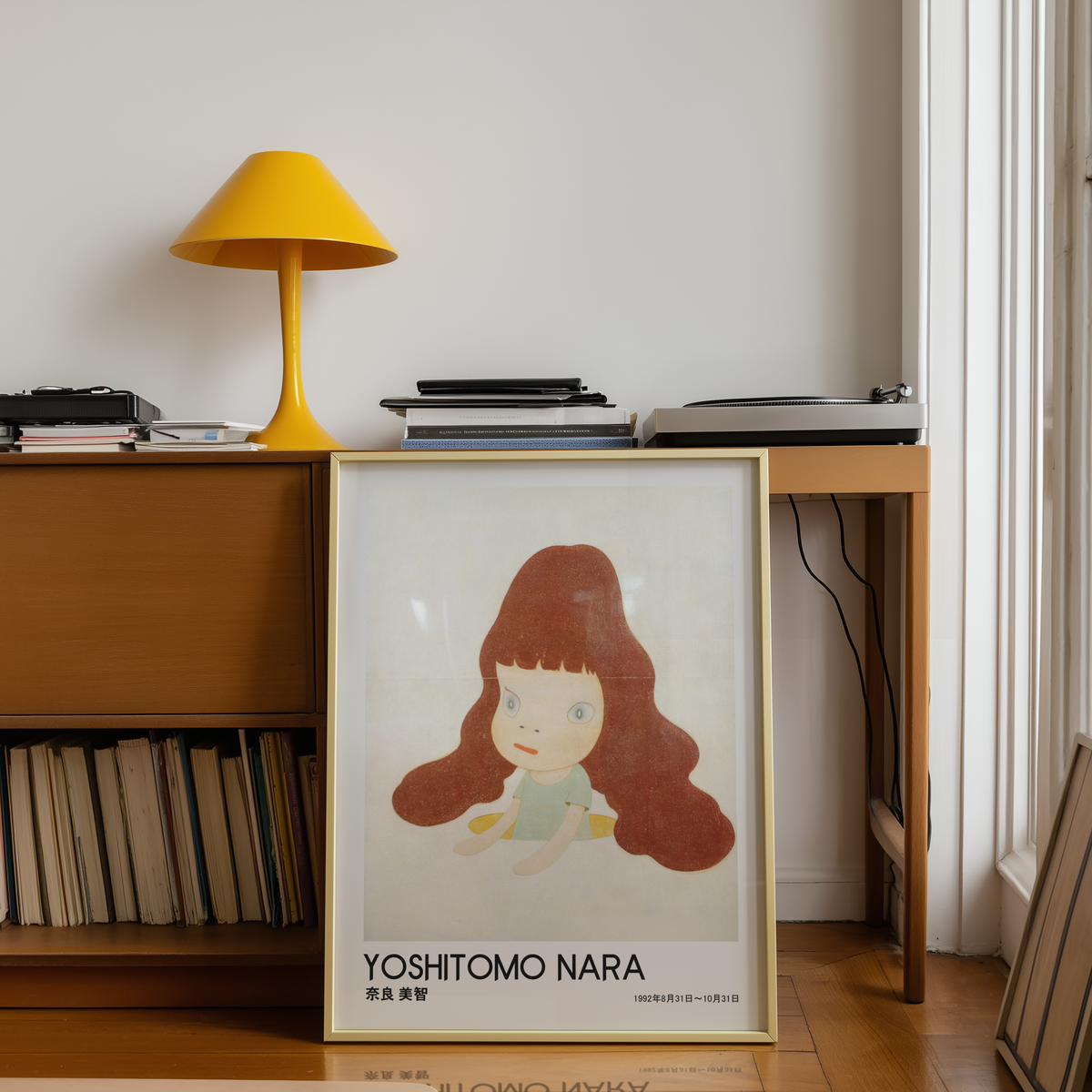 Yoshitomo Nara Red Haired Girl Poster, Japanese Art Print, Contemporary Wall Art, Kawaii Girl Artwork, Minimalist Room Decor