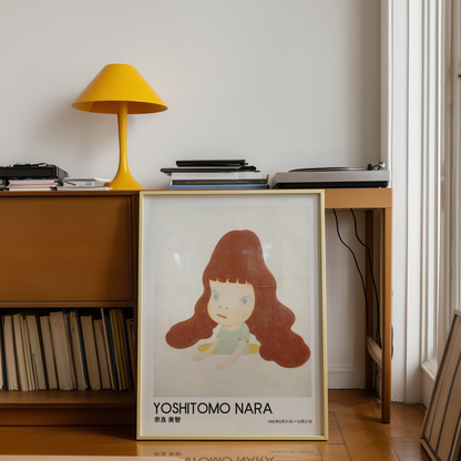 Yoshitomo Nara Red Haired Girl Poster, Japanese Art Print, Contemporary Wall Art, Kawaii Girl Artwork, Minimalist Room Decor