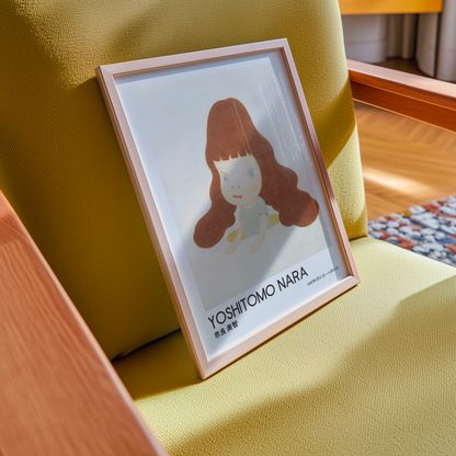 Yoshitomo Nara Red Haired Girl Poster, Japanese Art Print, Contemporary Wall Art, Kawaii Girl Artwork, Minimalist Room Decor