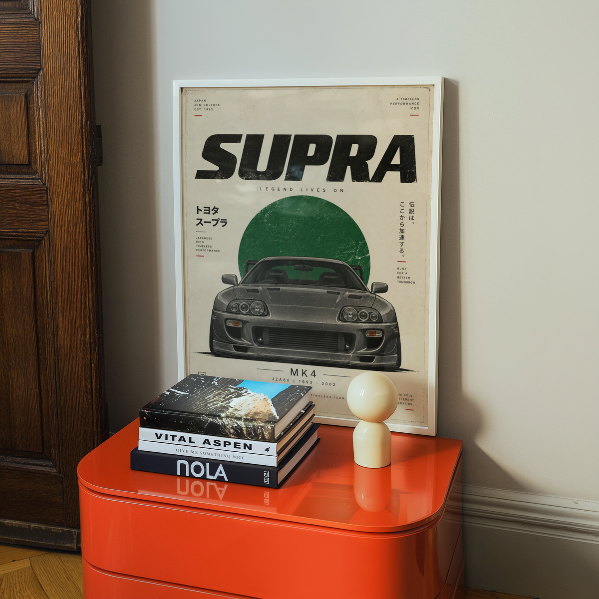 Japanese Tuner Car Poster, Minimalist 90s JDM Wall Art, Grey Sports Coupe Print, Retro Street Racing Automotive Decor