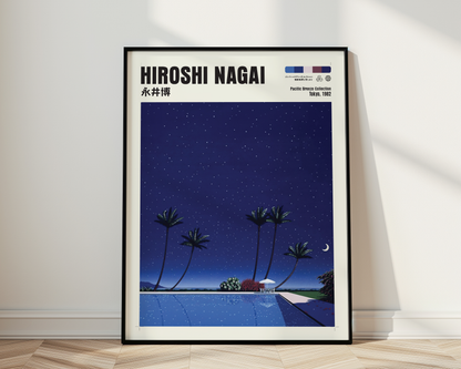 Affiche Hiroshi Nagai | Piscine Tropicale de Nuit & Lune