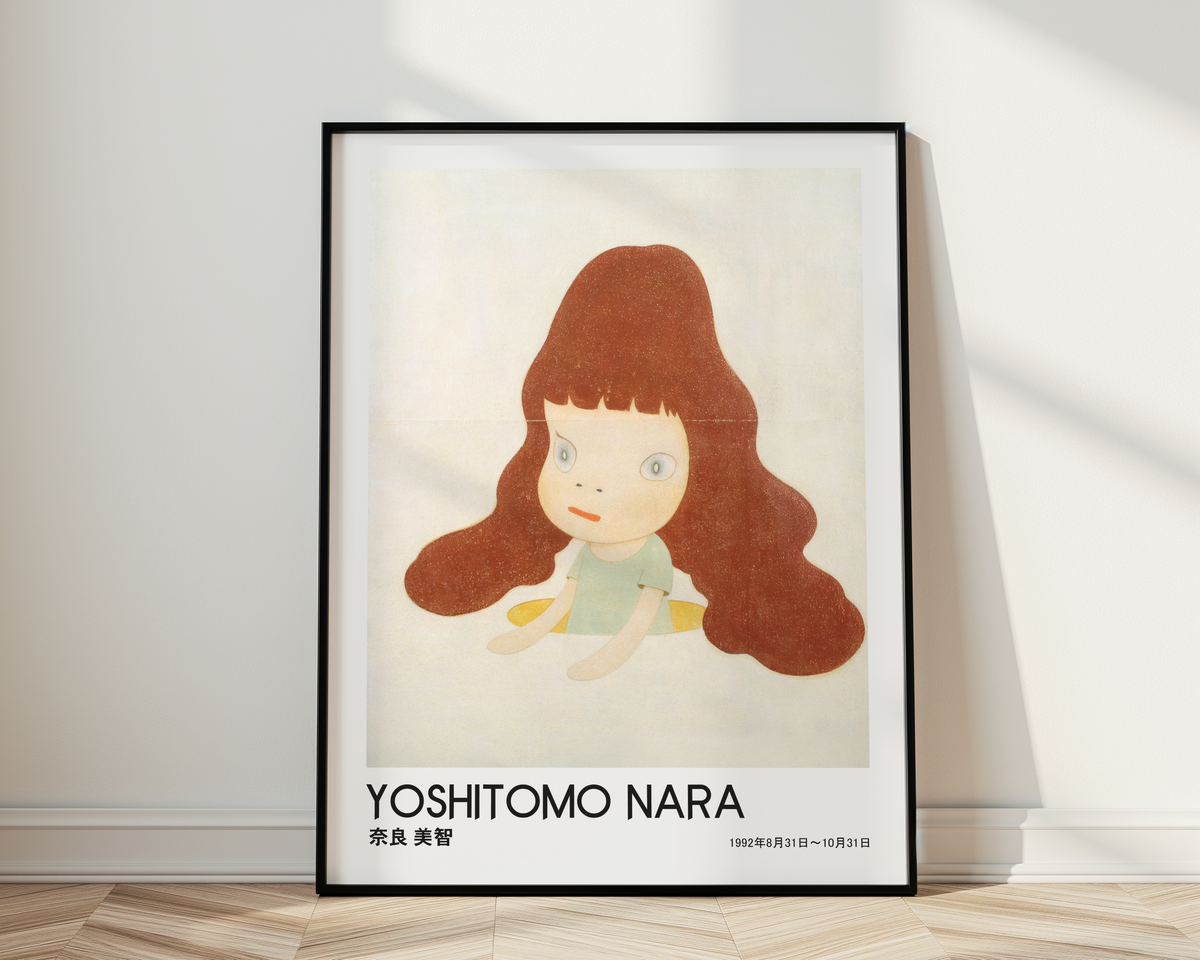 Yoshitomo Nara Red Haired Girl Poster, Japanese Art Print, Contemporary Wall Art, Kawaii Girl Artwork, Minimalist Room Decor