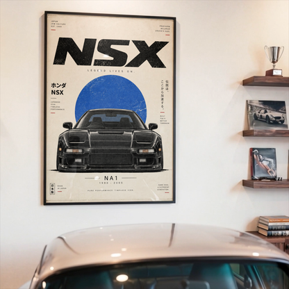 Black Japanese Sports Car Poster, Minimalist 90s JDM Print, Retro Supercar Wall Art, Pop Up Headlight Automotive Decor