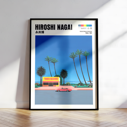 Hiroshi Nagai Pacific Breeze Poster, Japanese Record Store Art, Retro Tokyo Beach Print, JDM Summer Decor, 80s Japan Wall Art