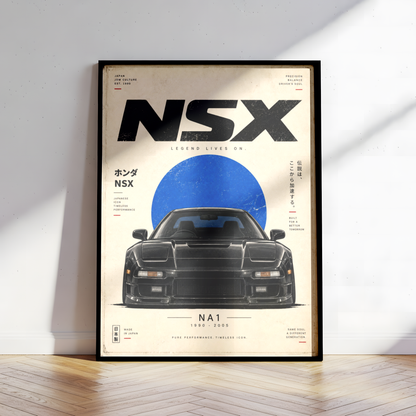 Black Japanese Sports Car Poster, Minimalist 90s JDM Print, Retro Supercar Wall Art, Pop Up Headlight Automotive Decor