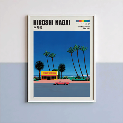 Hiroshi Nagai Pacific Breeze Poster, Japanese Record Store Art, Retro Tokyo Beach Print, JDM Summer Decor, 80s Japan Wall Art