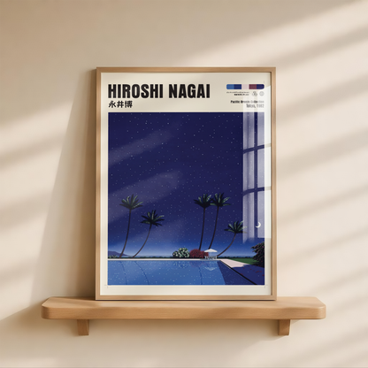 Affiche Hiroshi Nagai | Piscine Tropicale de Nuit & Lune