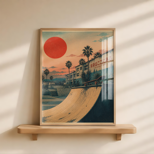 Skatepark Poster, Vintage Skateboarding Wall Art, Retro California Style Print, Sunset Skate Decor, Urban Skate Room, Street Culture Poster