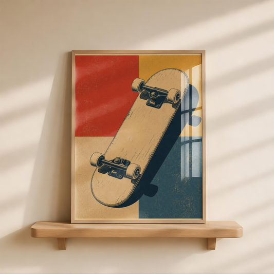 Vintage Skateboard Poster, Retro Skateboard Wall Art, Minimalist Skate Decor, Skate Room Print, Old School Skateboarding Art, Urban Style