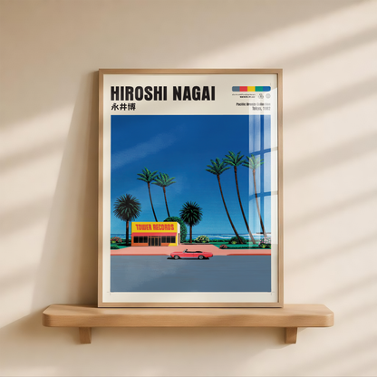 Hiroshi Nagai Pacific Breeze Poster, Japanese Record Store Art, Retro Tokyo Beach Print, JDM Summer Decor, 80s Japan Wall Art
